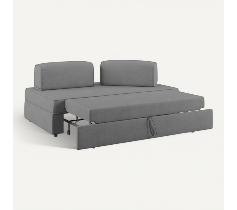 Liberty Canapé Sans Pouf Amovible Et Dossier Amovible En Tissu Imperméable T02 200 Cm Gris