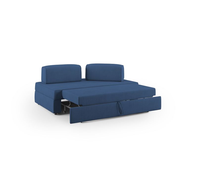 Liberty Canapé Avec Pouf Amovible Et Dossier Amovible En Tissu Imperméable T02 200 Cm Bleu