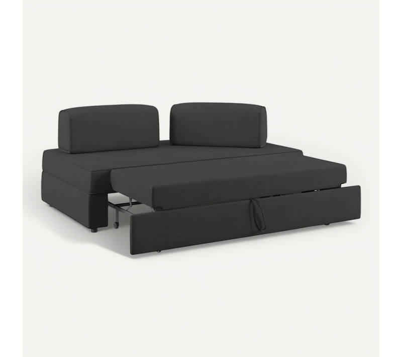 Liberty Canapé Sans Pouf Amovible Et Dossier Amovible En Tissu Imperméable T02 200 Cm Noir
