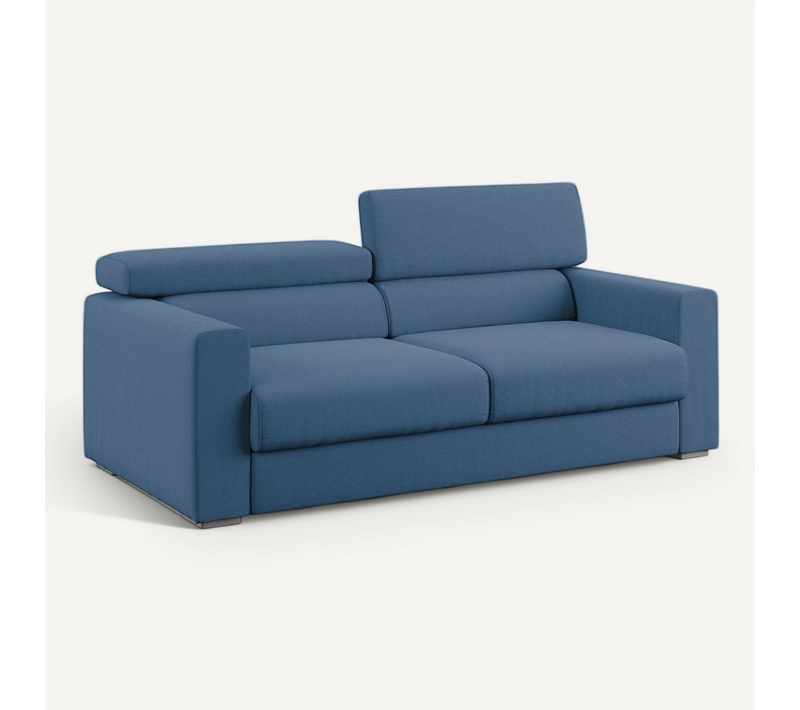 Dylan Canapé Avec Pouf Amovible En Tissu Effet Coton Imperméable T13 158 Cm Bleu