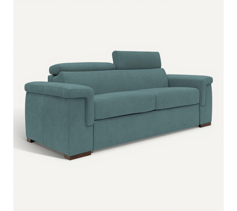 Giunone Canapé Convertible Matelas H18 Cm En Tissu Imperméable T02 240 Cm (mat. 160x297) Bleu Canard