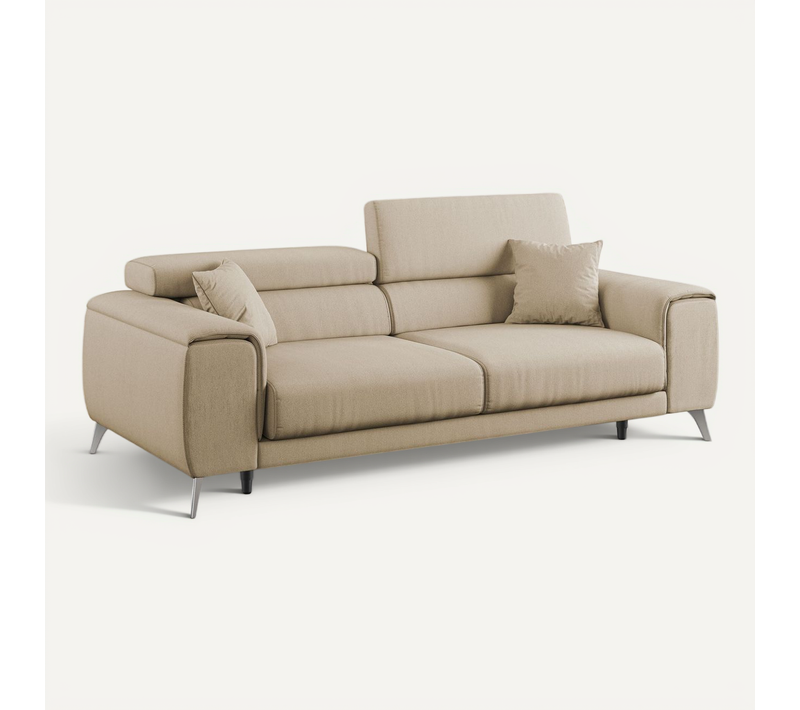 Fusion Canapé Avec Assises Coulissantes En Tissu Doux Antitache T05 185 Cm Beige