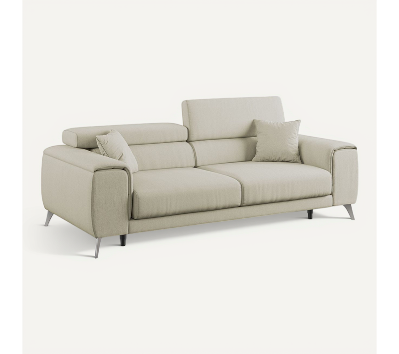 Fusion Canapé Avec Assises Coulissantes En Tissu Doux Antitache T05 185 Cm Creme