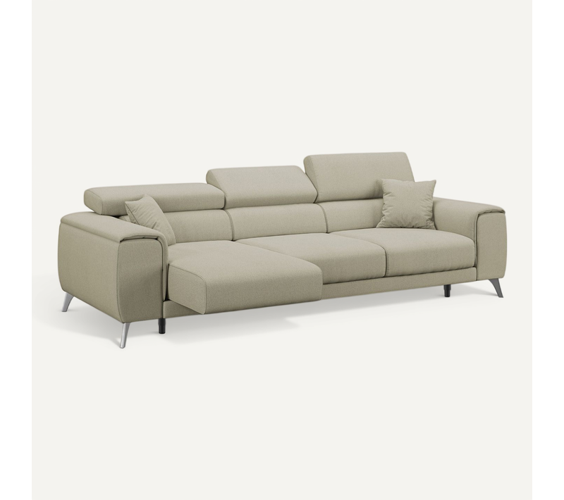 Fusion Canapé Avec 3 Assises Coulissantes En Tissu Doux Antitache T05 260 Cm Creme