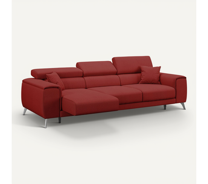 Fusion Canapé Avec 3 Assises Coulissantes En Tissu Doux Antitache T05 260 Cm Rouge