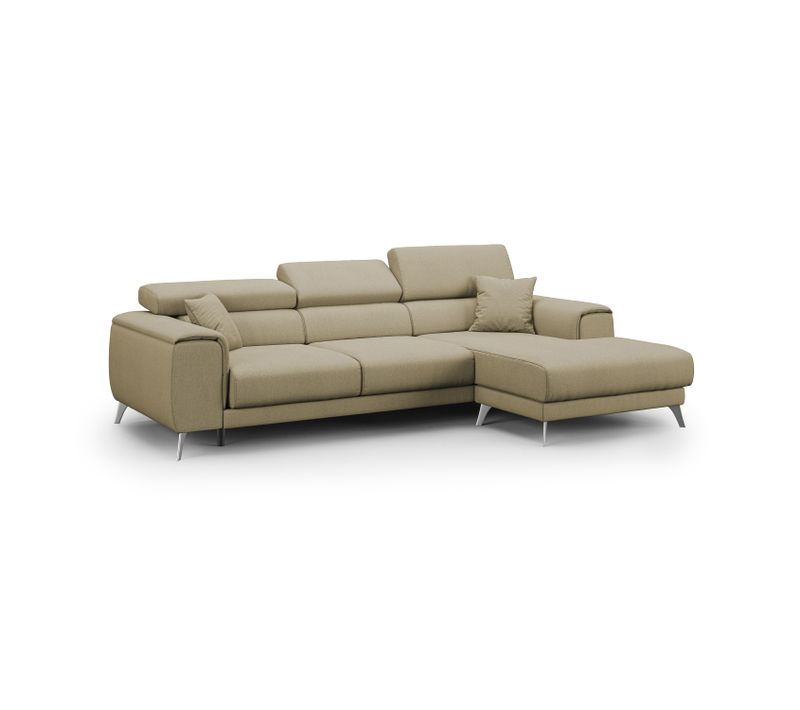 Fusion Canapé D'angle Avec Assises Amovibles En Tissu Doux Antitache T05 260 Cm Gauche Camel