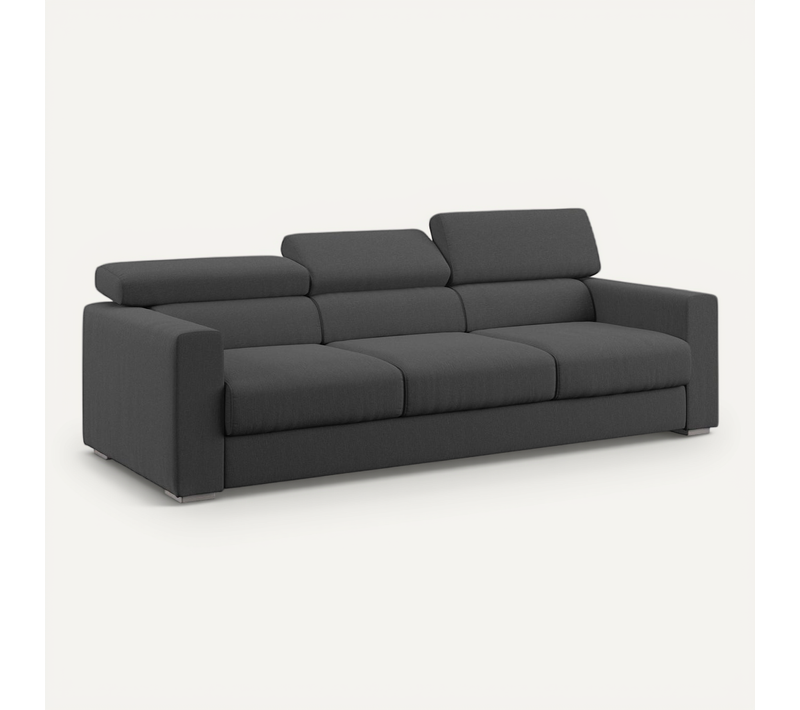 Dylan Canapé Avec Pouf Amovible à 3 Assises En Tissu Effet Coton Imperméable T13 240 Cm Anthracite