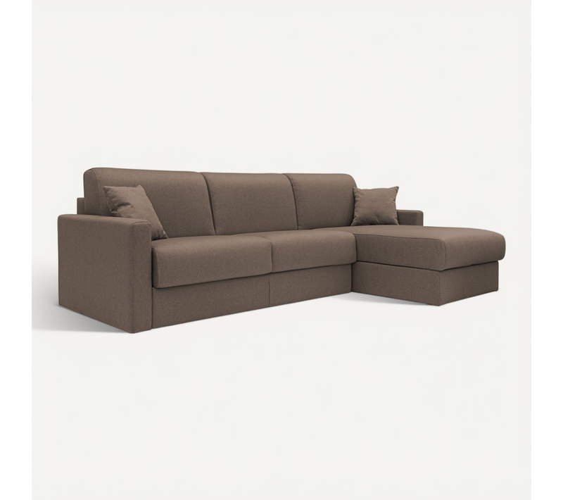 Chris Canapé D'angle 5 Places En Tissu Imperméable 288 Cm Droit Brun
