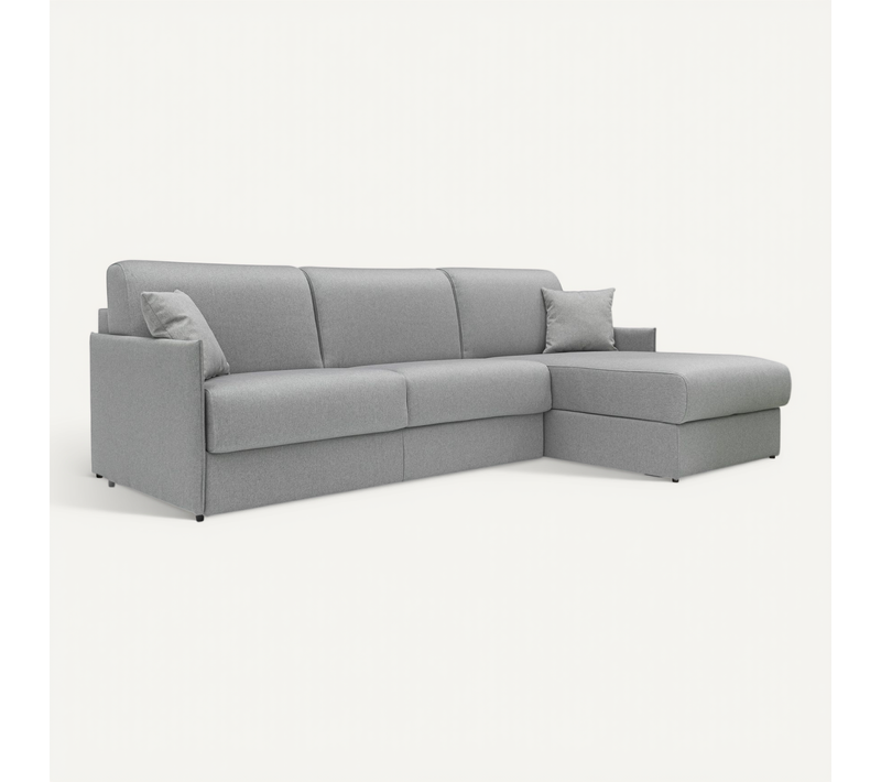Evans Canapé D'angle Convertible En Tissu Imperméable T13 252 Cm Droit (mat. 140x197) Gris