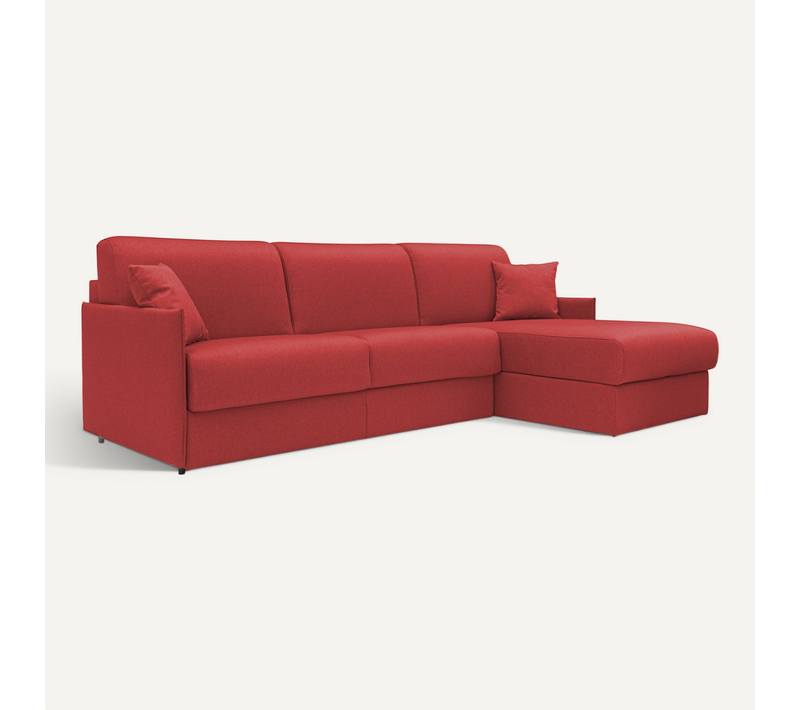 Evans Canapé D'angle Convertible En Tissu Imperméable T13 272 Cm Droit (mat. 160x197) Rouge