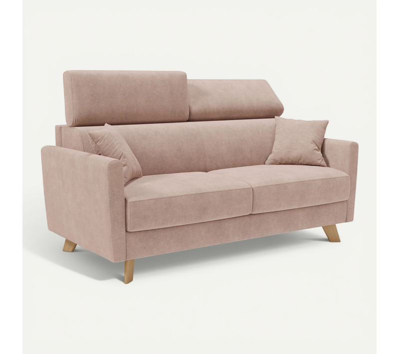 Francy Canapé Convertible Avec Têtières Réglables En Tissu T17 160 Cm (mat. 120x197) Rose