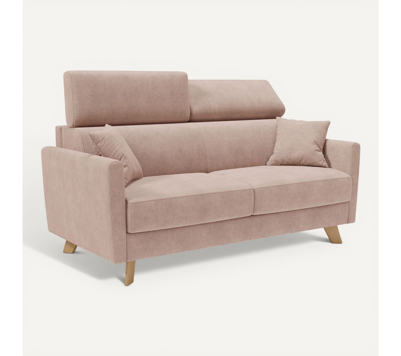 Francy Canapé Convertible Avec Têtières Réglables En Tissu T17 180 Cm (mat. 140x197) Rose