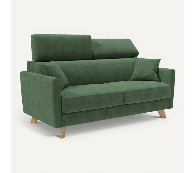 Francy Canapé Convertible Avec Têtières Réglables En Tissu T17 180 Cm (mat. 140x197) Vert