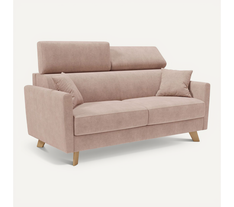 Francy Canapé Convertible Avec Têtières Réglables En Tissu T17 200 Cm (mat. 160x197) Rose