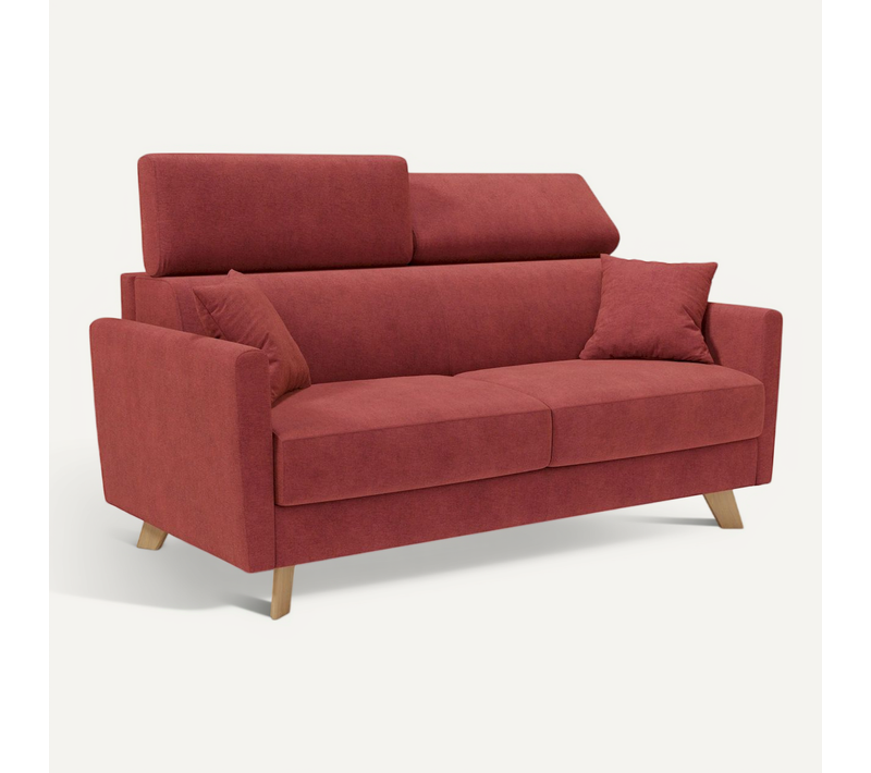 Francy Canapé Convertible Avec Têtières Réglables En Tissu T17 200 Cm (mat. 160x197) Rouge