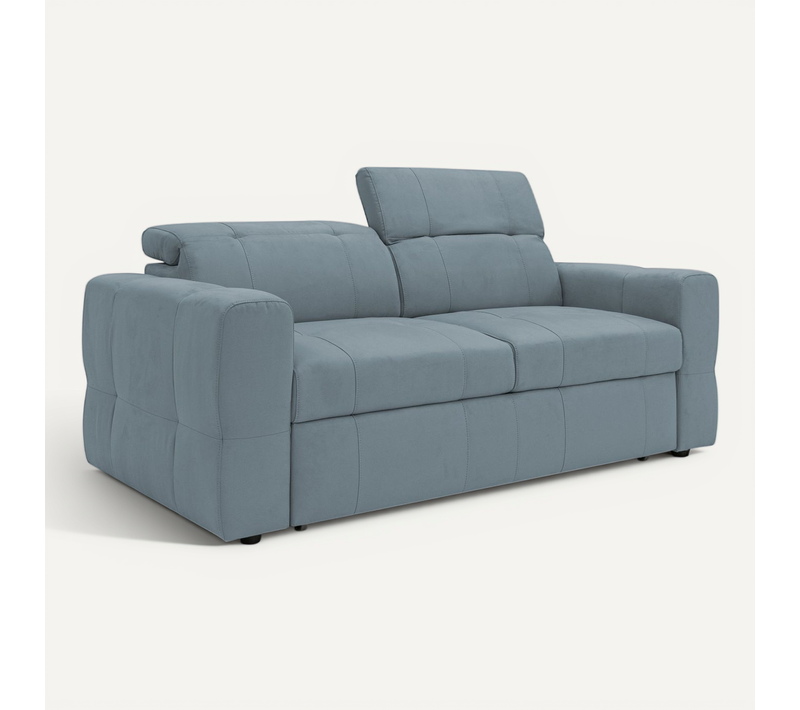 Kronos Canapé 193 Cm Avec Pouf Amovible En Microfibre Imperméable Bleu Pastel