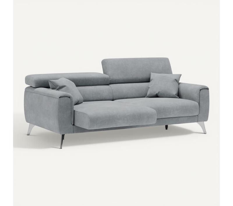 Caravaggio Canapé Avec Assises Coulissantes En Tissu Doux Imperméable T02 199 Cm Gris Clair