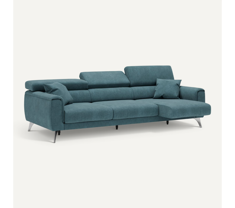 Caravaggio Canapé 3 Assises Extensibles En Tissu Imperméable T02 244 Cm Bleu Canard