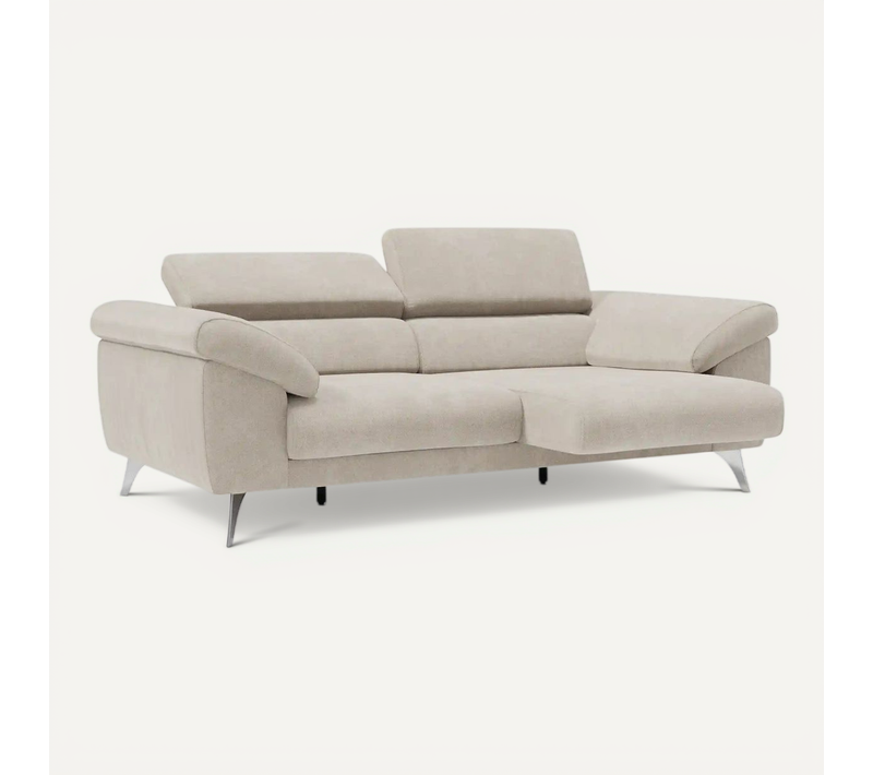 Donatello Canapé Assises Extensibles Accoudoirs Avec Coffre Tissu Détachable 183 Cm Creme