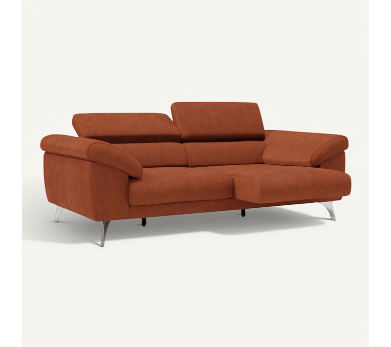 Donatello Canapé Assises Extensibles Accoudoirs Avec Coffre Tissu Détachable 183 Cm Orange Rouille