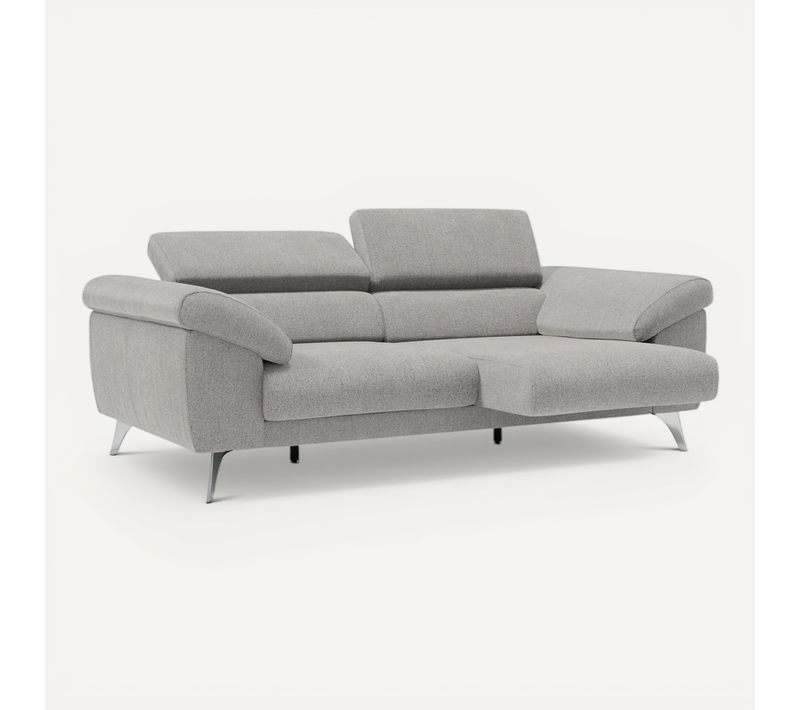 Donatello Canapé Assises Extensibles Accoudoirs Avec Coffre Tissu Détachable 213 Cm Gris