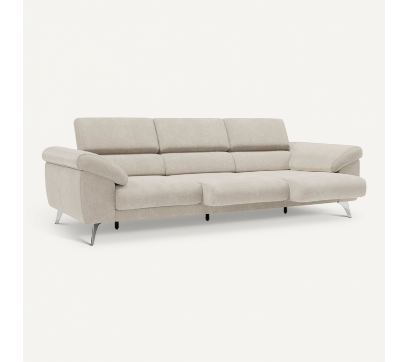 Donatello Canapé 3 Assises Extensibles Accoudoirs Coffre En Tissu Détachable 265 Cm Creme