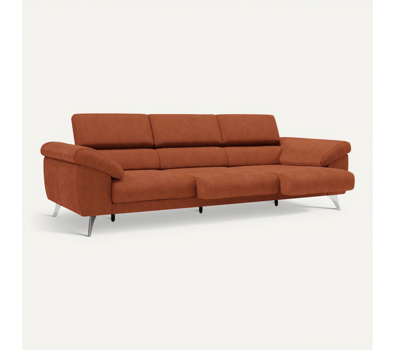 Donatello Canapé 3 Assises Extensibles Accoudoirs Coffre En Tissu Détachable 265 Cm Orange Rouille