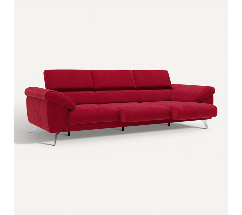 Donatello Canapé 3 Assises Extensibles Accoudoirs Coffre En Tissu Détachable 265 Cm Bordeaux