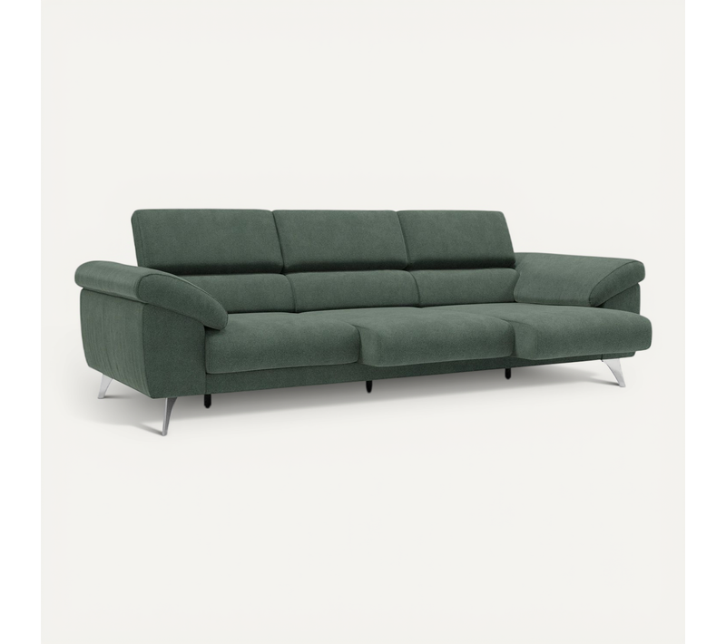 Donatello Canapé 3 Assises Extensibles Accoudoirs Coffre En Tissu Détachable 265 Cm Vert