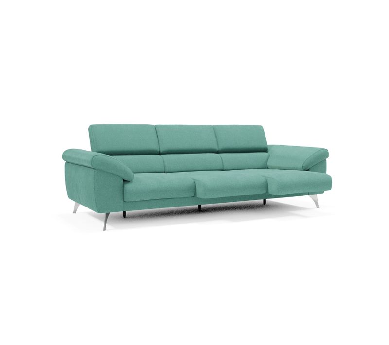 Donatello Canapé 3 Assises Extensibles Accoudoirs Coffre En Tissu Détachable 265 Cm Vert Aquamarine