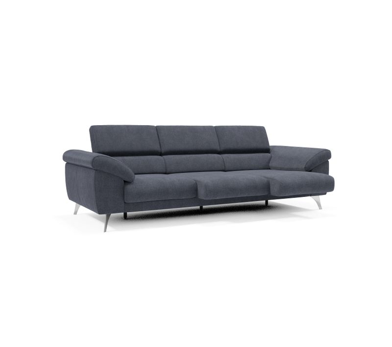 Donatello Canapé 3 Assises Extensibles Accoudoirs Coffre En Tissu Détachable 265 Cm Bleu Ardoise