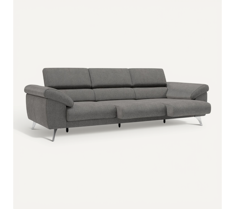 Donatello Canapé 3 Assises Extensibles Accoudoirs Coffre En Tissu Détachable 265 Cm Anthracite