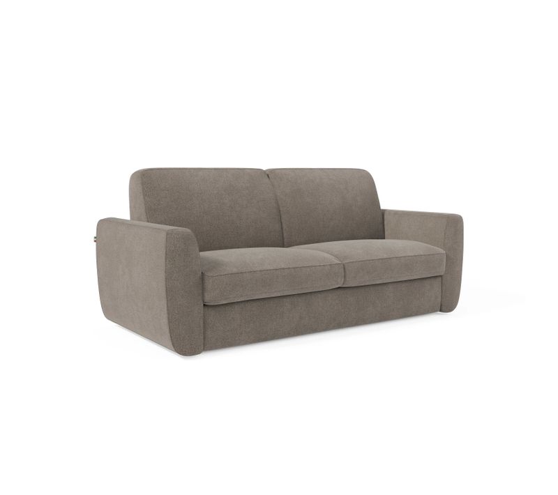 Leonida Canapé Convertible Déhoussable Et Matelas H18 Cm - Coffre à Oreiller Détachable 202 Cm Taupe