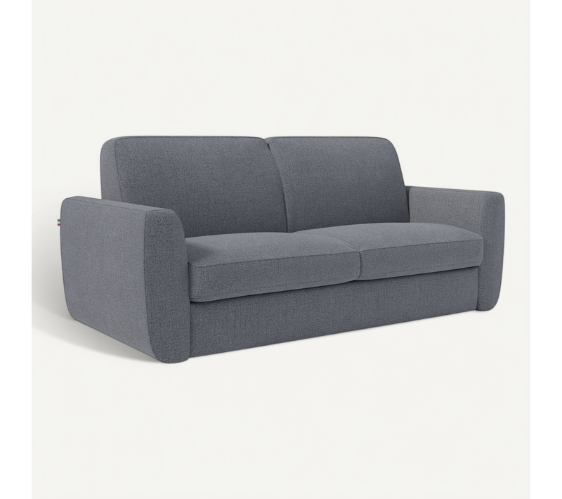 Leonida Canapé Convertible Déhoussable Et Matelas H18 Cm - Coffre à Oreiller Détachable 202 Cm Bleu