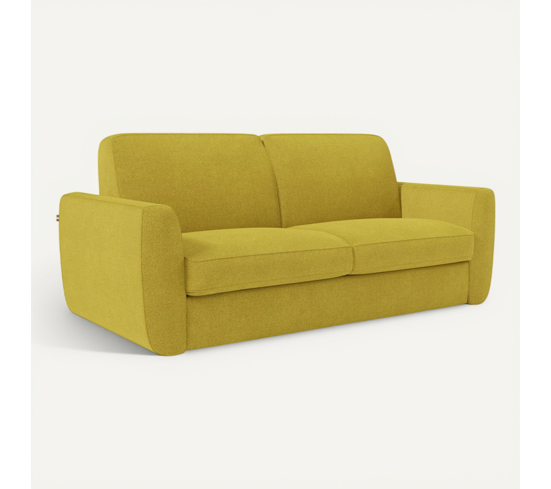 Leonida Canapé Convertible Déhoussable Et Matelas H18 Cm - Coffre à Oreiller Détachable 222 Cm Jaune