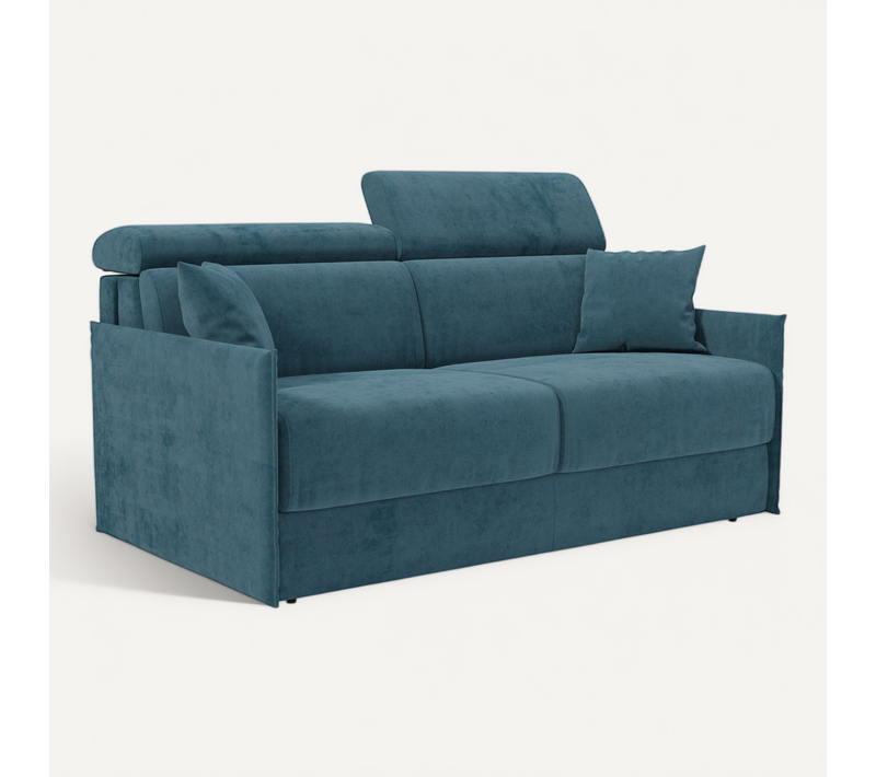 Miryam Canapé Convertible Avec Têtières Inclinables En Tissu Détachable T31 149 Cm Bleu Canard