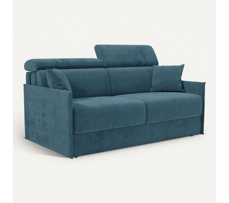 Miryam Canapé Convertible Avec Têtières Inclinables En Tissu Détachable T31 189 Cm Bleu Canard