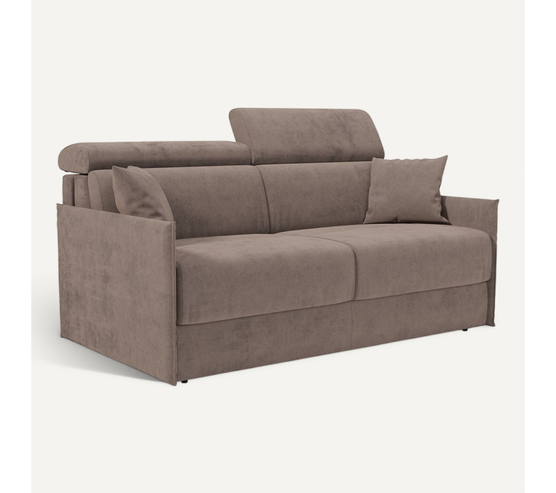 Miryam Canapé Convertible Avec Têtières Inclinables En Tissu Détachable T31 189 Cm Brun