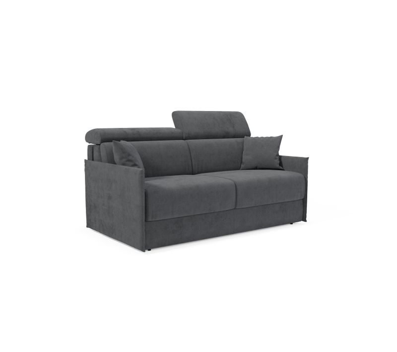 Miryam Canapé Convertible Avec Têtières Inclinables En Tissu Détachable T31 189 Cm Anthracite