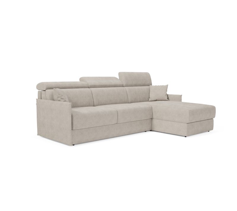 Miryam Canapé Convertible D'angle En Tissu Détachable T31 232 Cm Droit Crème