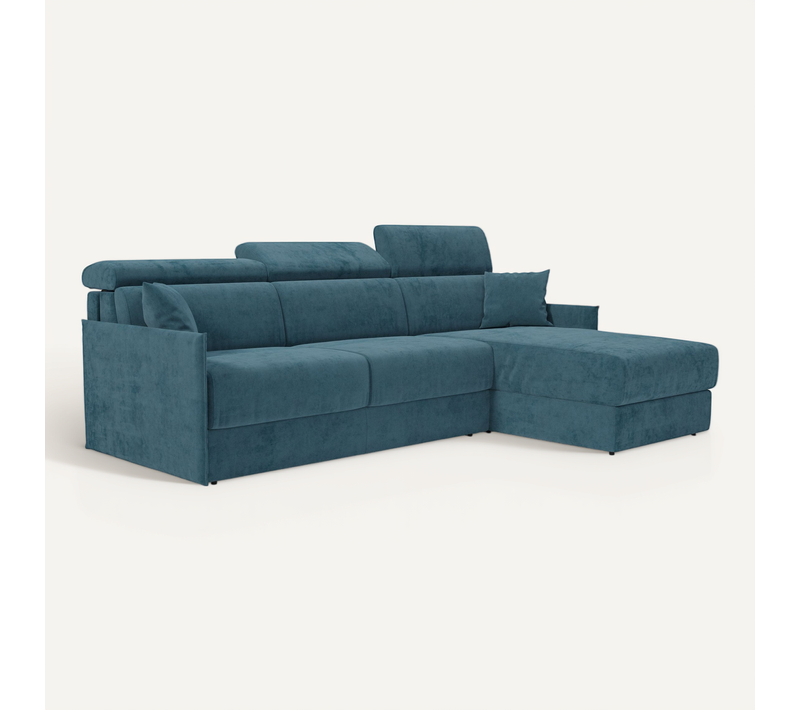 Miryam Canapé Convertible D'angle En Tissu Détachable T31 252 Cm Droit Crème