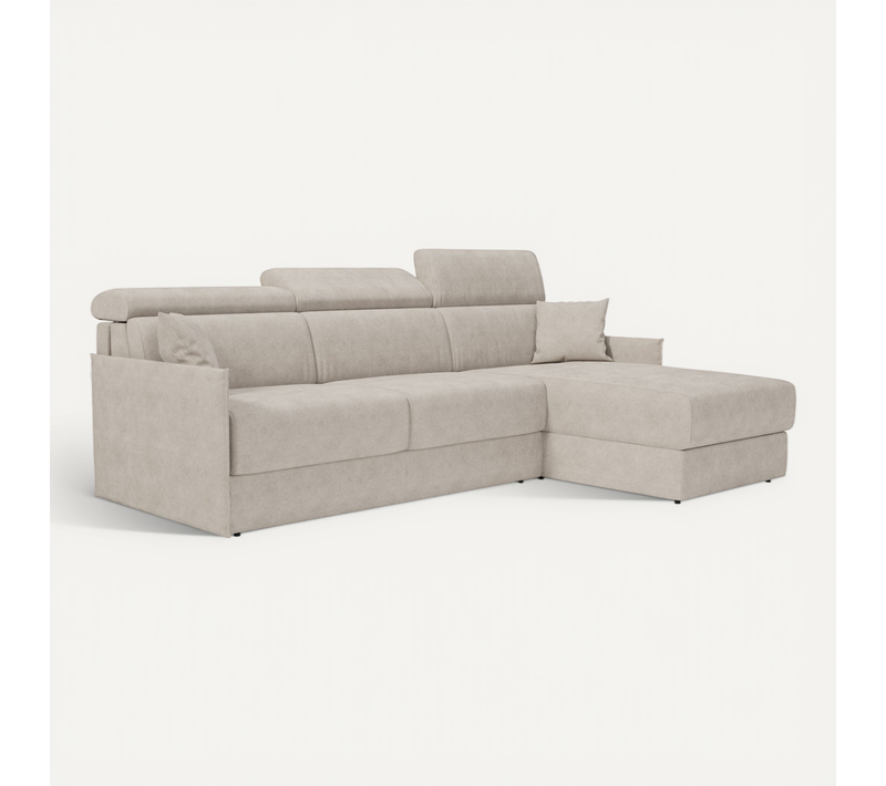 Miryam Canapé Convertible D'angle En Tissu Détachable T31 252 Cm Droit Noir