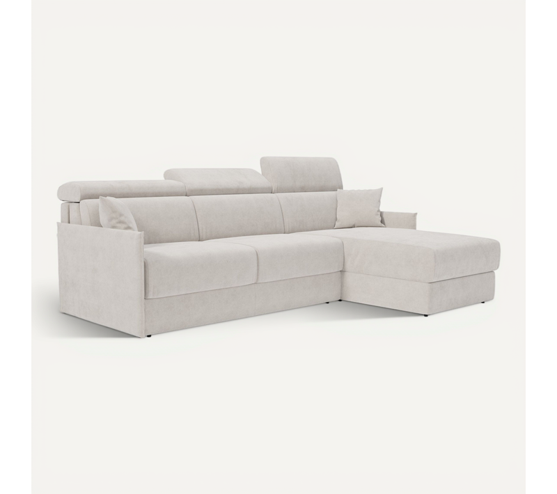 Miryam Canapé Convertible D'angle En Tissu Détachable T31 272 Cm Droit Blanc