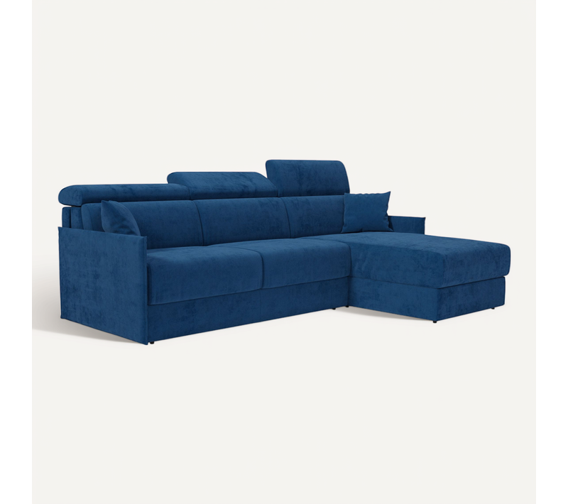 Miryam Canapé Convertible D'angle En Tissu Détachable T31 232 Cm Gauche Bleu