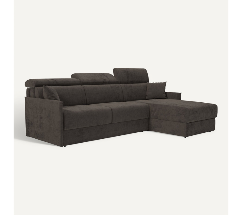 Miryam Canapé Convertible D'angle En Tissu Détachable T31 272 Cm Gauche Brun