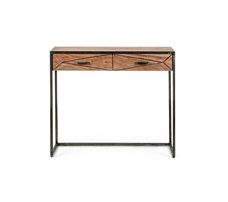 Console En Bois D'acacia Et Structure En Métal 2 Tiroirs - Eleanor