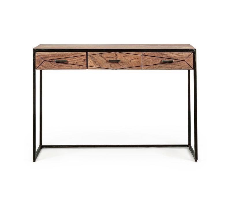Console En Bois D'acacia Et Structure En Métal 3 Tiroirs - Eleanor