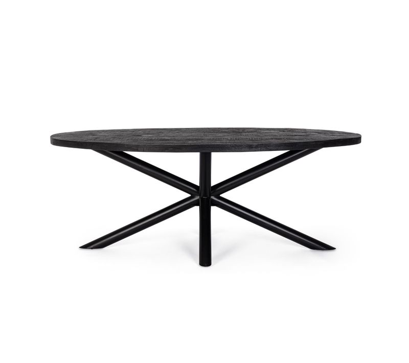 Table De Salle à Manger Ovale Et Pied Central Noir 8/10 Places L200 - Felicity