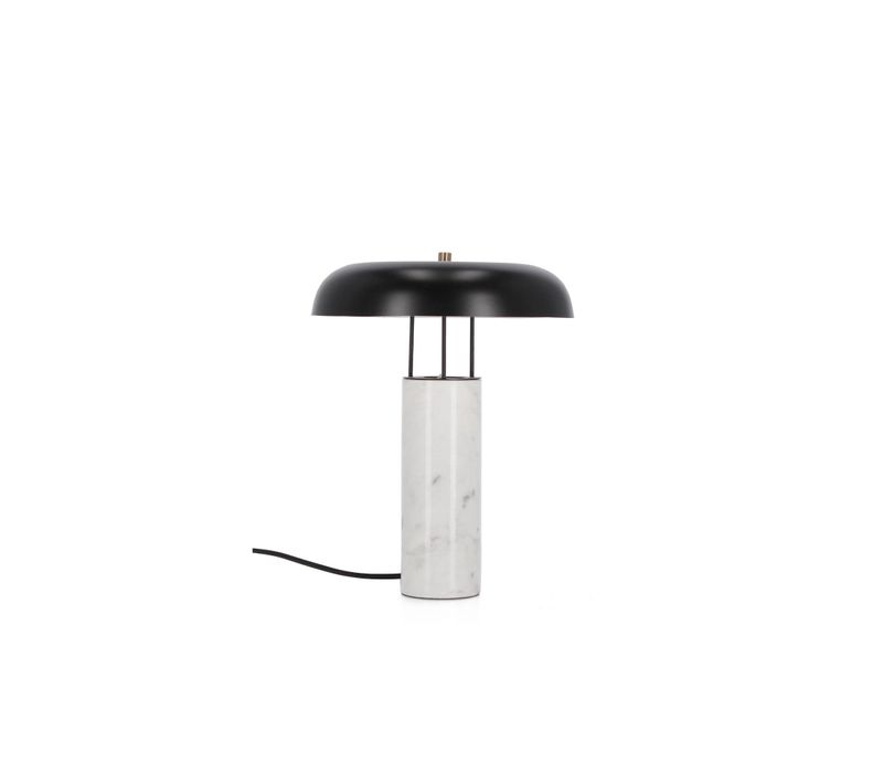 Lampe à Poser En Marbre Blanc Et Abat-jour Métal Noir H33 - Snoop