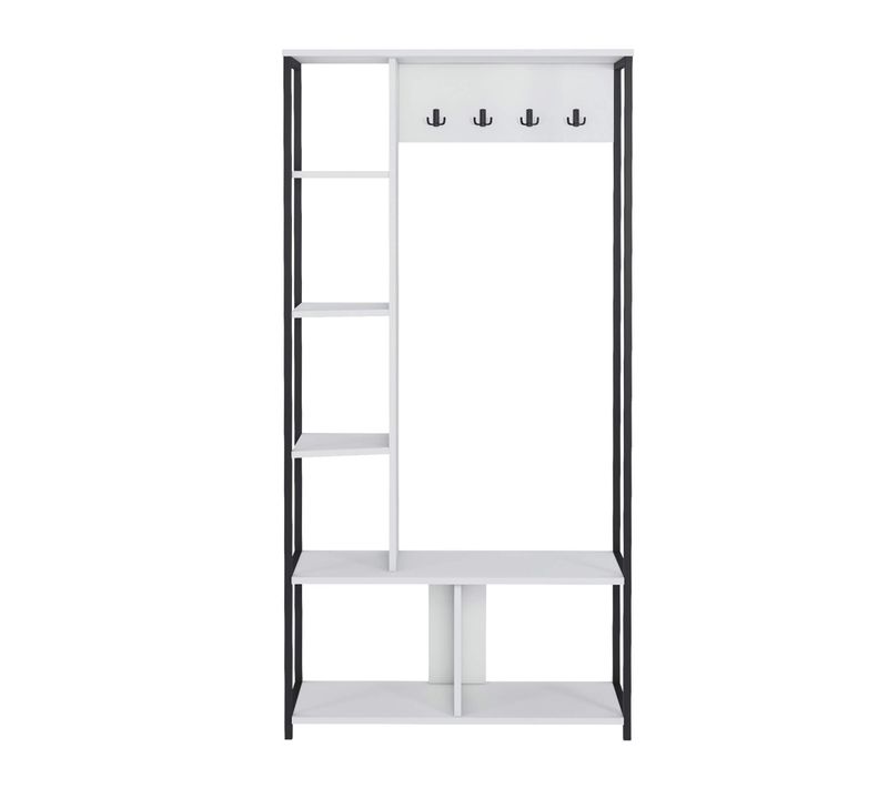 Vestiaire D'entrée Caigua 90x35x182 Cm En Panneau De Particules - Blanc